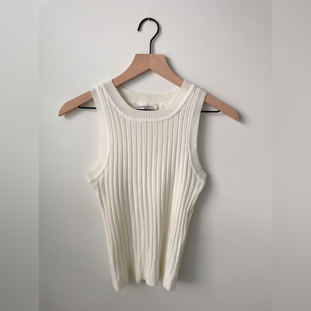 CJLA Ribbed Lex Ribbed Tank, Off-White, Size S